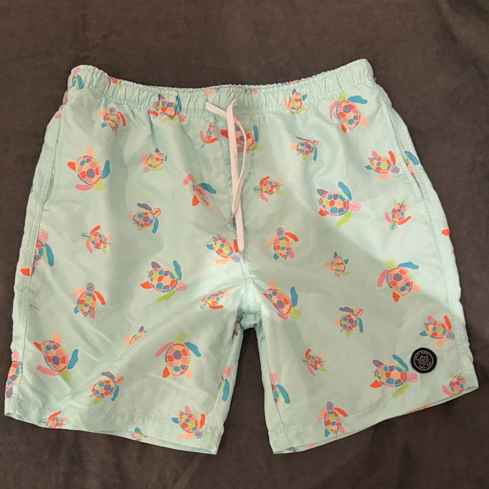Brooklyn Cloth Mint Green Turtle Print Swim Trunks